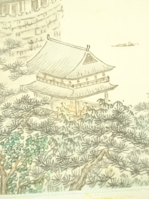 道具 ] - 道具 野田松岳筆 帆影江上 肉筆絹本掛軸（共箱） | ネット